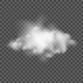 Cloud. Realistic white puffy fod on transarent background. Vector puffy cloudy sky element