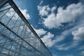 The cloud reflected in the window glass of the building, space for text Royalty Free Stock Photo