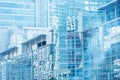 Cloud reflection in high glass offices.Blue reflection of the sk Royalty Free Stock Photo