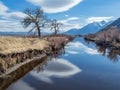 Cloud reflections in the Carson River Valley Royalty Free Stock Photo