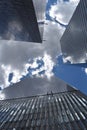 Clouds Reflect on the Building Glass Walls of the Skyscrapers in Manhattan, New York City. Royalty Free Stock Photo