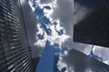 Clouds Reflect on the Building Glass Walls of the Skyscrapers in Manhattan, New York City. Royalty Free Stock Photo