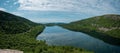 Cloud reflections in Jordan Pond from South Bubble Point in Acadia National Park Royalty Free Stock Photo