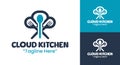 Cloud restaurant logo with digital pixel effect Royalty Free Stock Photo