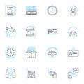 Cloud retention linear icons set. Archiving, Backup, Compliance, Data, Deduplication, Disaster Recovery, Document line