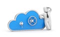 Cloud and safe lock with businessman Royalty Free Stock Photo