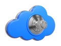 Cloud with Safe Lock. Secure concept. 3D Royalty Free Stock Photo