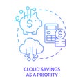 Cloud savings as priority blue gradient concept icon Royalty Free Stock Photo
