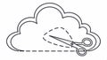 Cloud scissors outline icon, delete data from cloud service vector design Generative AI