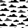 Cloud seamless pattern for children nurcery room. Vector funny child sky print Royalty Free Stock Photo