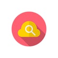 Cloud search vector icon, flat design, long shadow Royalty Free Stock Photo