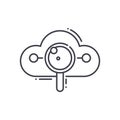 Cloud searching icon, linear isolated illustration, thin line vector, web design sign, outline concept symbol with