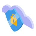 Cloud secured money icon isometric vector. Online business