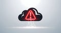 Cloud Security Alert: Digital Data Breach Warning Symbol for IT Professionals seeking data protection visualization. Royalty Free Stock Photo