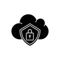 Cloud security black glyph icon Royalty Free Stock Photo