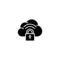 Cloud security black icon concept. Cloud security flat vector symbol, sign, illustration. Royalty Free Stock Photo