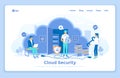 Cloud Security, Cloud Computing, Data Protecting, Secure data exchange. Security service protects cloud data storage. landing web Royalty Free Stock Photo