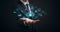 Cloud security concept businessman holding cloud with lock data protection technology network Royalty Free Stock Photo