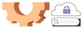 Cloud Security Concept with Gear, Lock, and Search Bar for Data Protection and Optimization Royalty Free Stock Photo