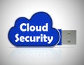 Cloud security concept icon shows protection safeguards on the net - 3d illustration Royalty Free Stock Photo
