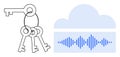 Cloud Security Concept with Key Encryption and Audio Wave Secure Data Storage Royalty Free Stock Photo