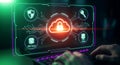 Cloud Security Concept with Laptop and Digital Interface Royalty Free Stock Photo
