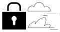 Cloud Security Concept with Lock and Clouds Representing Data Protection and Privacy in Digital Space Royalty Free Stock Photo