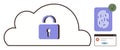 Cloud Security Concept with Lock, Fingerprint Authentication, and Access Verification Royalty Free Stock Photo