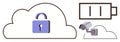 Cloud Security Concept with Lock and Surveillance Camera Icon Symbolizing Protection and Privacy Royalty Free Stock Photo