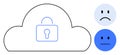 Cloud Security Concept with Lock Symbol and Emotional Faces User Concerns Royalty Free Stock Photo