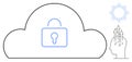 Cloud Security Concept with Lock Symbol and Innovation Elements Royalty Free Stock Photo