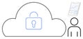 Cloud Security Concept with Padlock, Data Analytics Report, and User Icon Royalty Free Stock Photo