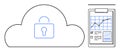 Cloud Security with Data Analytics Concept Featuring Lock and Report Chart on Clipboard Royalty Free Stock Photo