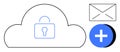 Cloud Security and Data Management Concept with Lock, Email, and Add Symbol Royalty Free Stock Photo