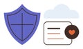 Cloud Security Concept with Shield, Data Document, and Heart Icon Highlighting Protection and Trust Royalty Free Stock Photo