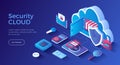 Cloud Security and Data Protection. Online safety, confidentiality of information. Cloud storage Royalty Free Stock Photo