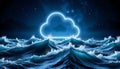 Cloud Security in Digital Waves, Futuristic Aesthetic Royalty Free Stock Photo