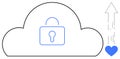 Cloud Security with Encryption and Secure Data Transfer Depicted by Padlock and Heart Arrow Royalty Free Stock Photo