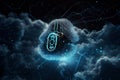 Cloud Security: Futuristic Lock and High-Tech Encryptio