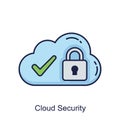 Cloud Security Icon Blue Cloud Green Checkmark Padlock Royalty Free Stock Photo