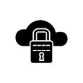 Cloud security icon, vector illustration, black sign on isolated background Royalty Free Stock Photo