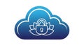 Cloud security icon with a lotus flower and padlock, symbolizing privacy and safety Royalty Free Stock Photo