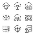 Cloud Security Icons Set Data Protection Cybersecurity Royalty Free Stock Photo