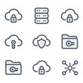 Cloud Security Icons Set Data Protection Encryption Royalty Free Stock Photo