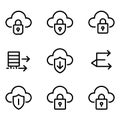 Cloud Security Icons Set Data Protection Encryption Royalty Free Stock Photo