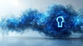 Cloud security keyhole, digital data protection, futuristic abstract background Royalty Free Stock Photo