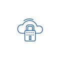 Cloud security line icon concept. Cloud security flat  vector symbol, sign, outline illustration. Royalty Free Stock Photo