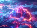 Cloud Security Lock for Digital Data Protection and Cyber Defense Royalty Free Stock Photo