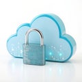 Cloud security lock on white background Royalty Free Stock Photo