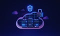 Cloud security and network file storage safety 3D illustration concept